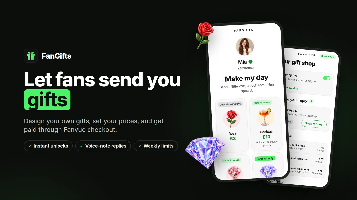 The FanGifts gift shop and creator dashboard